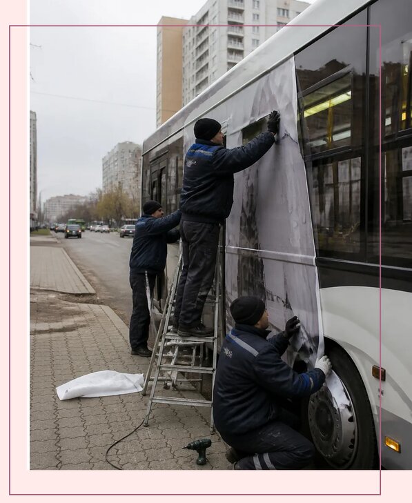 Изготовление и монтаж рекламы на автобусах в Курске